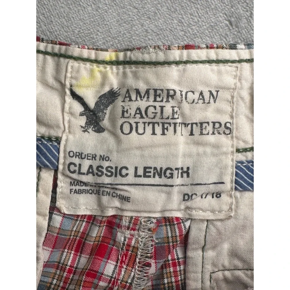 American Eagle Plaid‎ Shorts Mens 30x9 Red Classic Cotton Casual Preppy Y2K